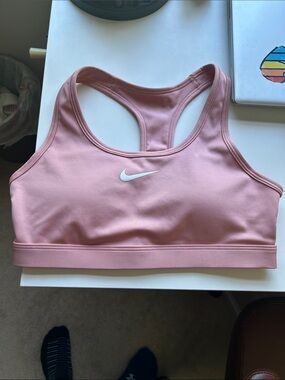 Nike Rose Pink Racerback Sports Bra with White Swoosh